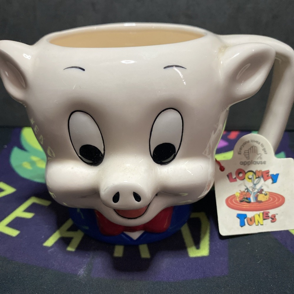 1989 Porky Pig Ceramic Coffee Mug Cup Warner Bros. Looney Tunes with Tags